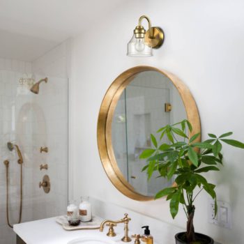 Modern Brass Wall Sconce Bathroom Light Fixture with Clear Glass Shade