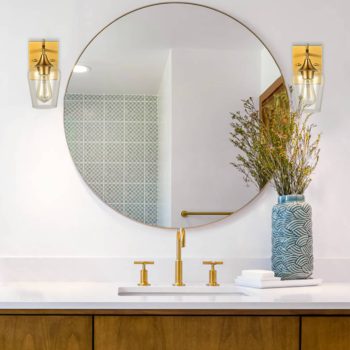 Modern Clear Glass Wall Sconces Brass Bathroom Wall Lights