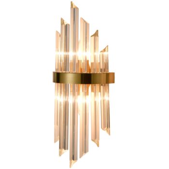 Modern Gold Brass Glass Crystal Wall Sconce Set of 2