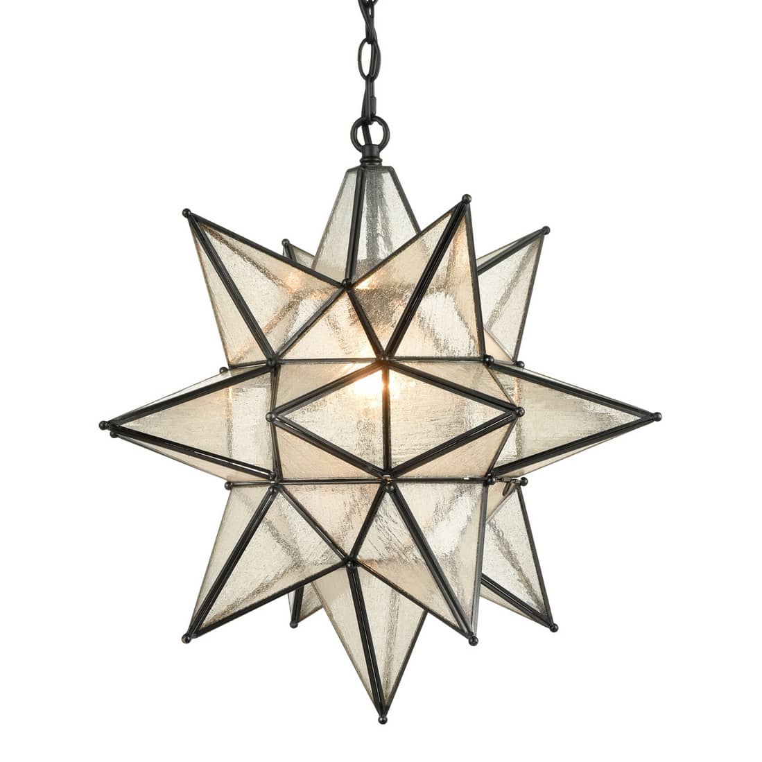 lamp Moravian 24" clear and antique mirror Glass Star light 