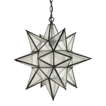 Moravian Star Pendant Chandelier Seeded Glass Black Light 19 Inches