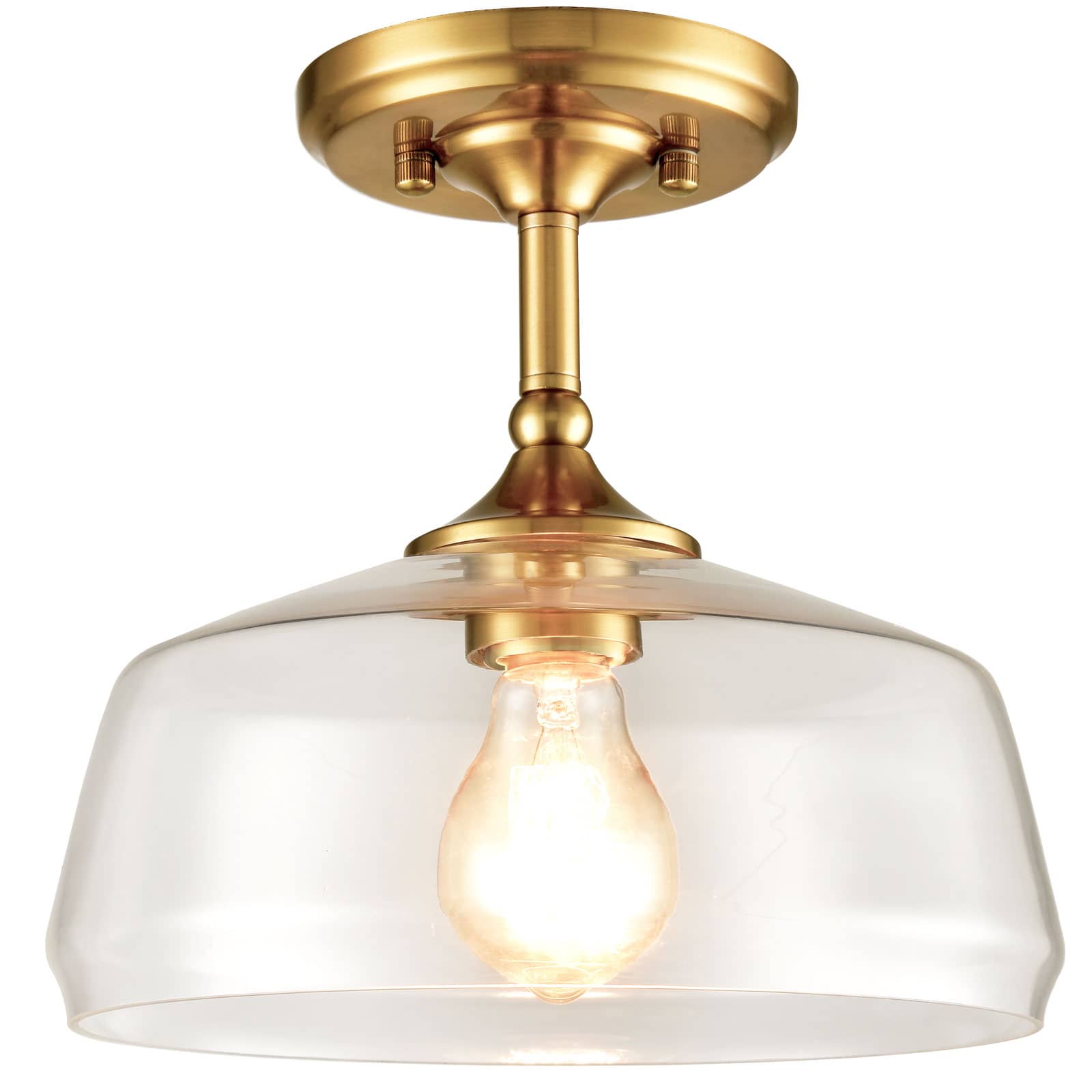 Gold Finish Vintage Metal Glass Pendant Ceiling Light Claxy