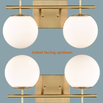 2 light Modern Globe Gold Finish with White Glass Vanity Wall Sconces For Bathroom 4