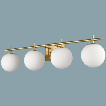 4 light Globe Brass Gold Metal with White Glass Shade Wall sconces for Bathroom 1