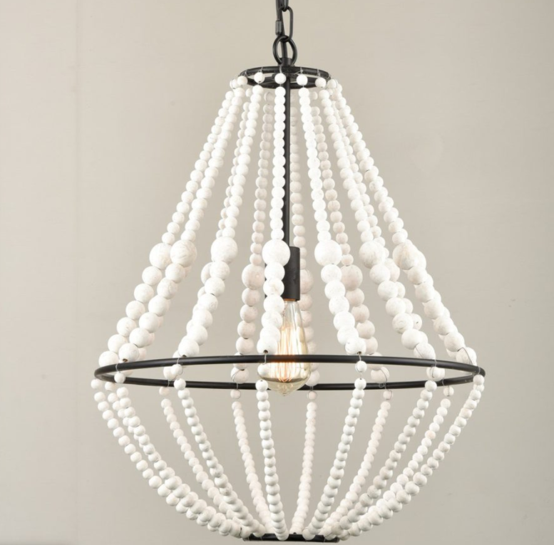 Chandelier with a Distressed Off-White Finish