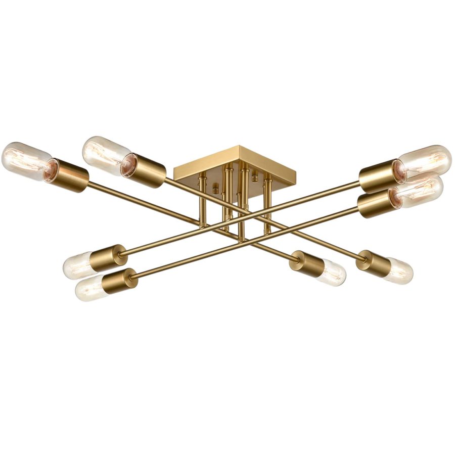 8light Metal Gold Ceiling Light Fixture for bedroom Claxy
