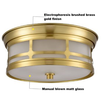 Modern Drum Gold Metal with Matt Glass Flush Mount Ceiling Light Fixture 6