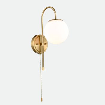 Modern Gold Wall Sconce Light with Pull Chain Switch