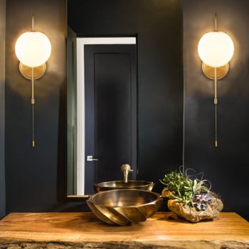 Modern Gold Wall Sconce Light with Pull Chain Switch