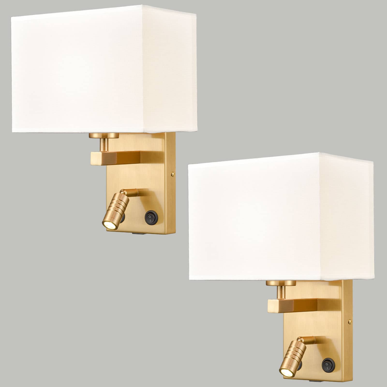 Wall Sconce Lamp Hardwire with Switch Brass Wall Light Fixtures Living Bedside 