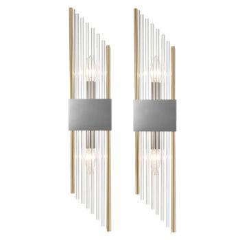 Set of 2 Modern Black Metal Wall Sconces with Crystal Clear Glass for Bedroom 3