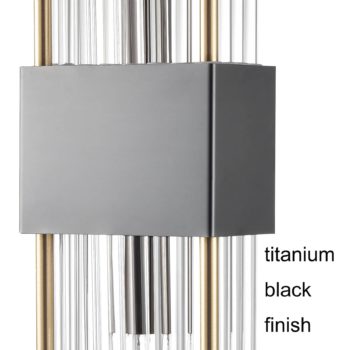 Set of 2 Modern Black Metal Wall Sconces with Crystal Clear Glass for Bedroom 6