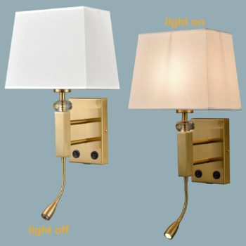 Set of 2 Modern Brass Gold with White Fabric Wall Sconces with USB Charging PortTwin onoff SwitchLED Reading Light for bedroom 6 1