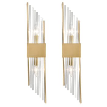 Set of 2 Modern Gold Wall Sconces with Crystal Clear Glass for bedroom 2