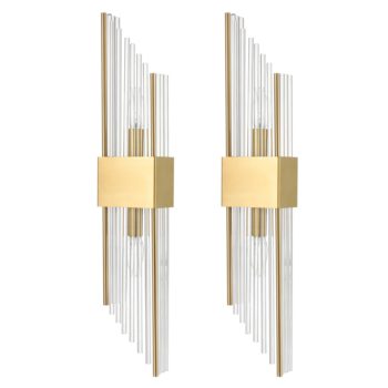 Set of 2 Modern Gold Wall Sconces with Crystal Clear Glass for bedroom 3
