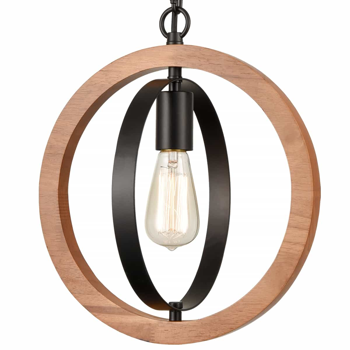 Walnut Wood Industrial Pendant Light
