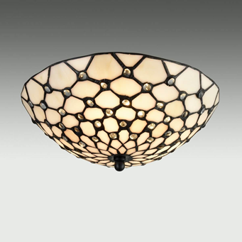 Glass Ceiling Light with an Antique Brass Shade