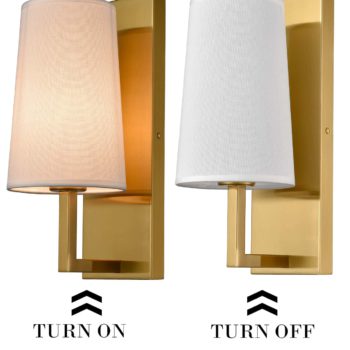 Gold Wall Sconce Sets of 2 Modern Beige Fabric Shade Wall Lamps