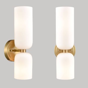 Gold Wall Sconces with Milky White Glass