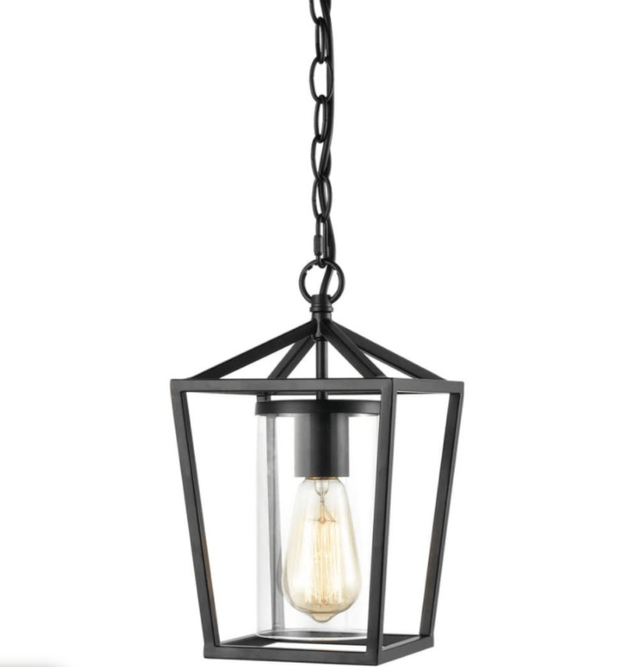 Industrial Pendant Light Black Finish with Clear Glass Shade