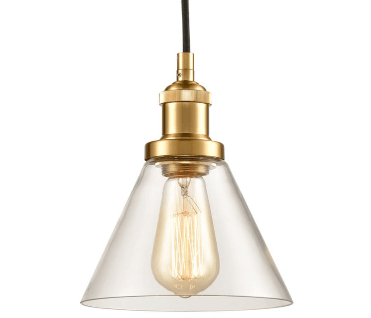 Light with Brass Finish and Conical Shade