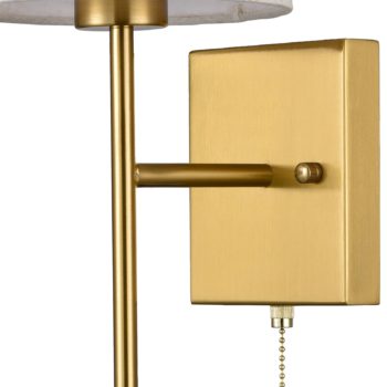 Modern Brass Wall Sconce Fabric Shade with Chain Switch