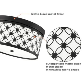 Modern Drum Shade Black Metal Dimmable LED Ceiling Light Hallway Light Fixtures 3