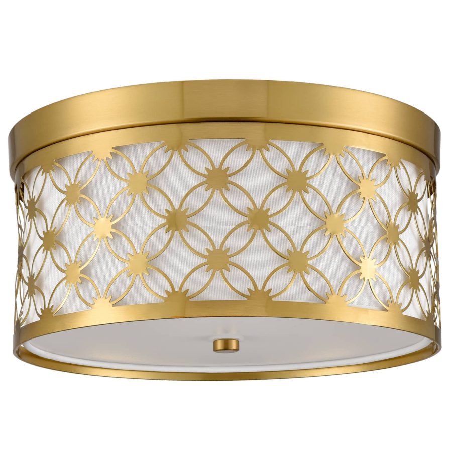 Modern Drum Shade Brushed Gold Dimmable LED Ceiling Light Hallway Light Fixtures 2