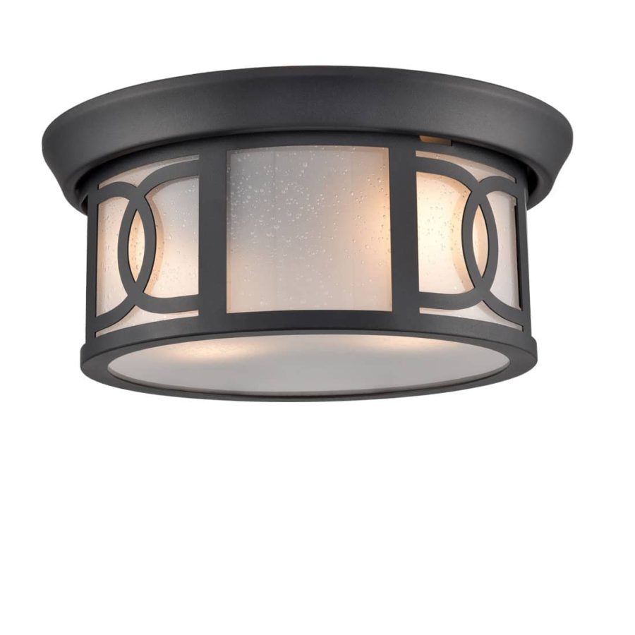 Industrial Semiflush Ceiling Light Matte Black Claxy