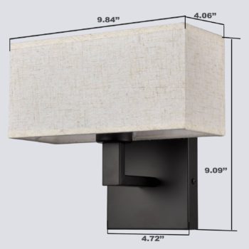 Set of 2 Modern Black metal with White Fabric Shade Wall Sconces for Bedroom 5