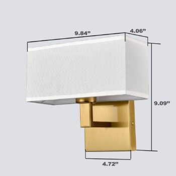 Set of 2 Modern Brushed Brass Gold with White Fabric Shade Wall Sconces for Bedroom 6