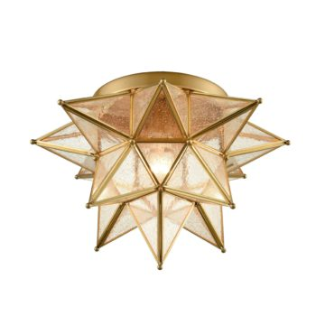 Star Ceiling Light with a Seeded Glass Shade