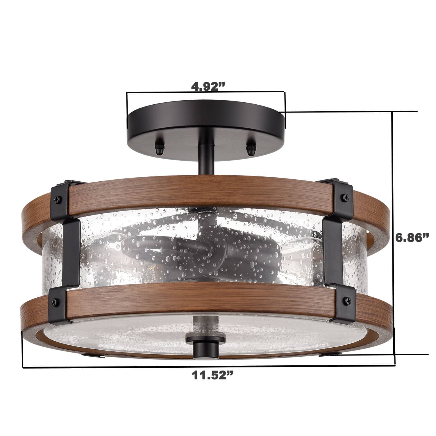 2-light black metal ceiling light with 