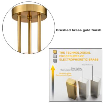 3 light Modern Brass Gold with Globe White Glass Shade Sputnik Semi Flush Mount Ceiling Light Fixture 3