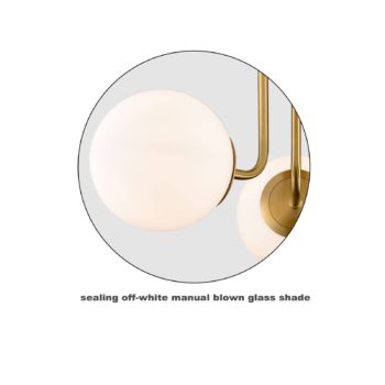 3 light Modern Brass Gold with Globe White Glass Shade Sputnik Semi Flush Mount Ceiling Light Fixture 4