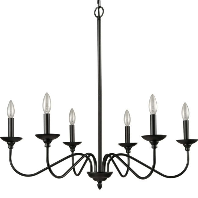 6 Lights Farmhouse Style Black Candle Chandelier