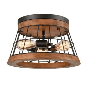 Ceiling Light with Rustic Brown Finished Oak Wood