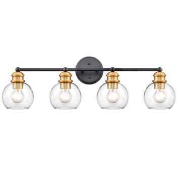 farmhouse black and brass globe vanity light 4-light for bathroom