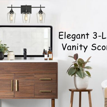 Industrial 3-Light Bathroom Vanity Lighting Black Glass Sconces