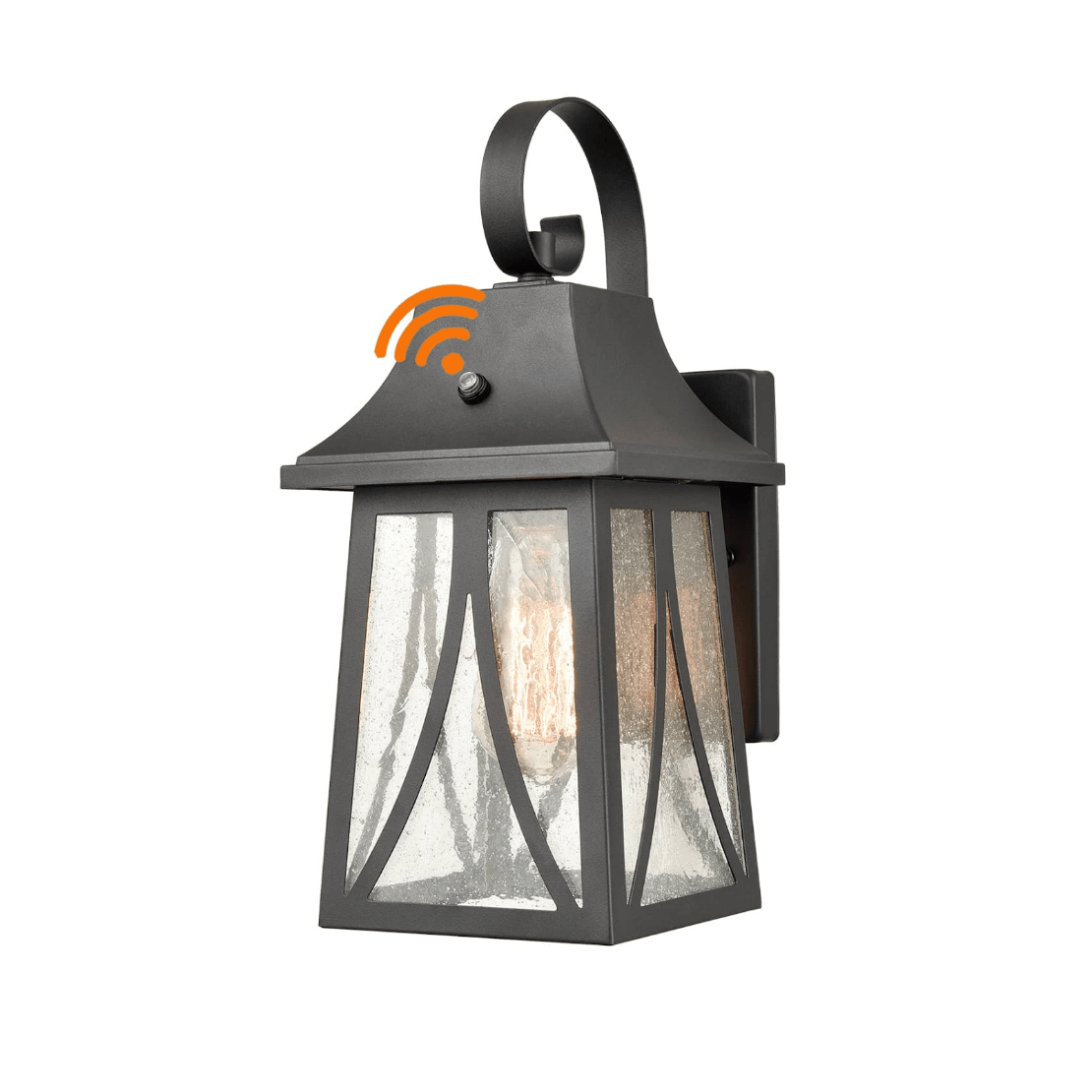Outdoor Black Finish Wall Lantern with Seeded Glass Shade