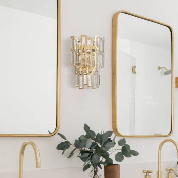 Modern Brass Wall Sconce Crystal Bathroom Helmet Wall Light