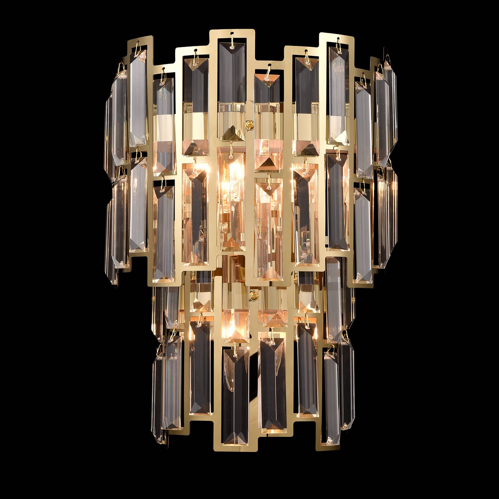 Elegant Brass Wall Sconce Crytal Dimmable 3Light Wall Light