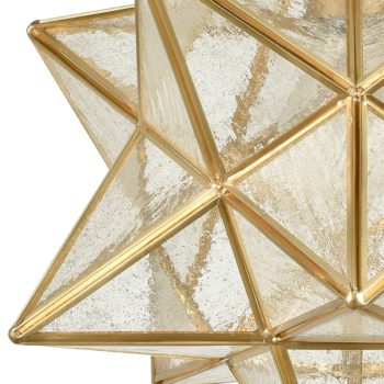 Brass Moravian Star Pendant Light 14 inch Seeded Glass Shade 3