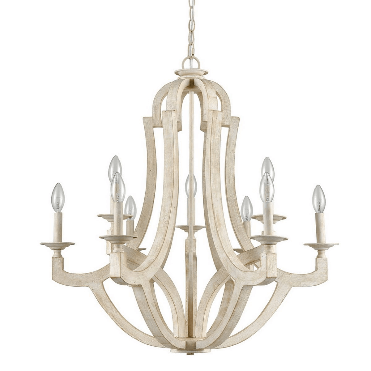 Distressed French-inspired Wooden Chandelier
