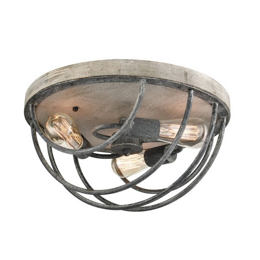 Distressed Wood Ceiling Light 3 Light Mycete Dome Fixture 2