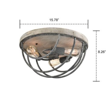 Distressed Wood Ceiling Light 3 Light Mycete Dome Fixture 6
