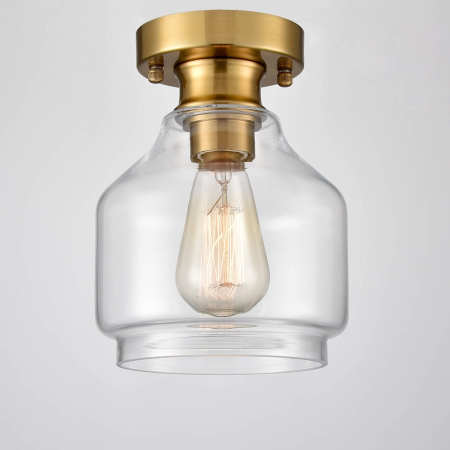 Mid-Century mini Glass Ceiling Light Brass Dimmable Light Fixture