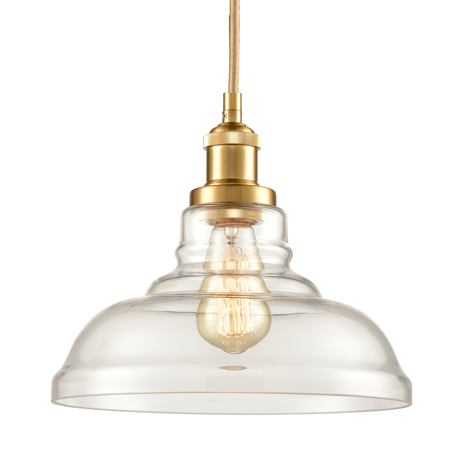 Brass Pendant Light Modern Barnshaped Glass Kitchen Claxy