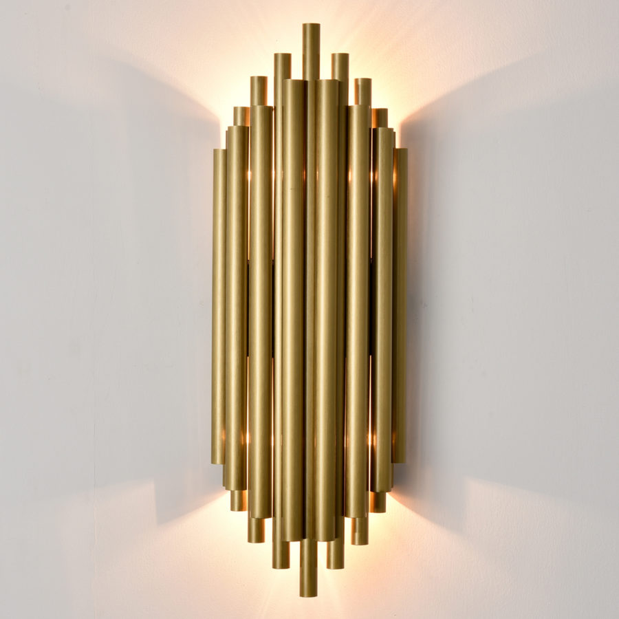 Brass Modern Metal Wall Sconce - 2 Lights | Claxy