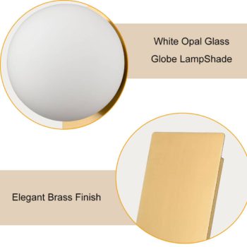 2-Light Modern Brass Wall Sconce Opal Globe Glass
